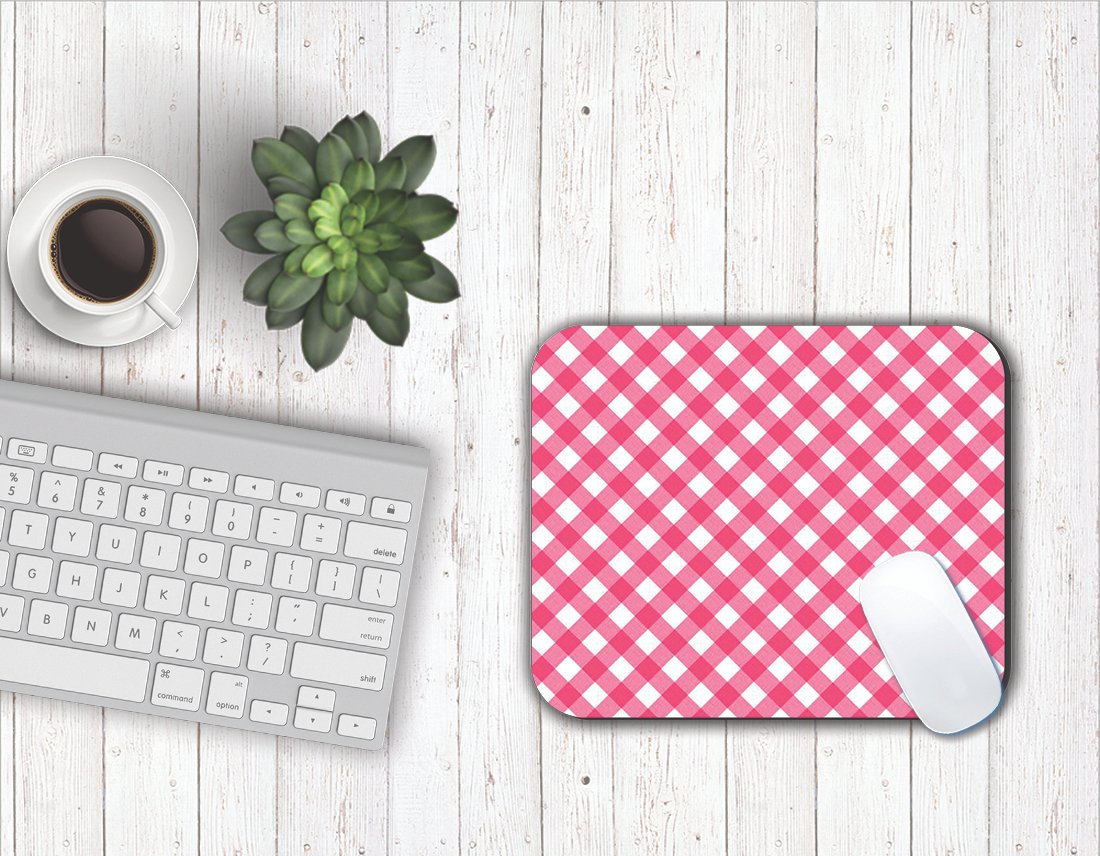 Fantaboy Pink Checks Pattern Mouse Pad